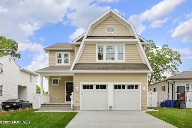 619 Mistletoe Ave, Point Pleasant, NJ 08742 - view of front facade with a gambrel roof, driveway, an attached garage, roof with shingles, and a gate