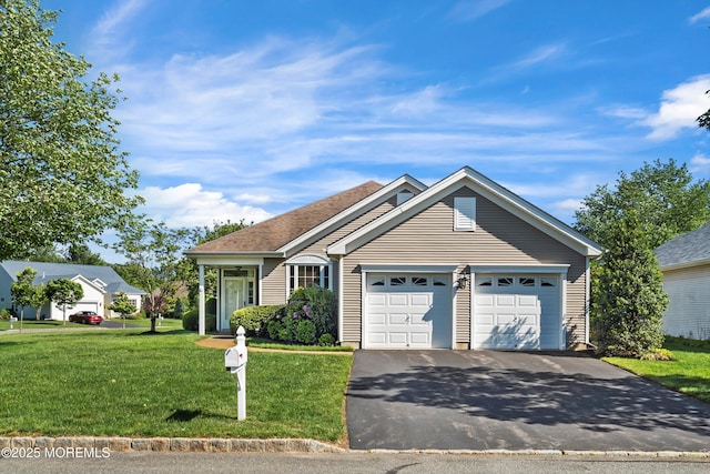 1507 Primrose Pl, Manasquan, NJ 08736 - ranch-style house with asphalt driveway, a garage, and a front lawn
