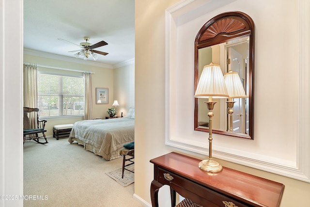 1507 Primrose Pl, Manasquan, NJ 08736 - carpeted bedroom with crown molding and ceiling fan