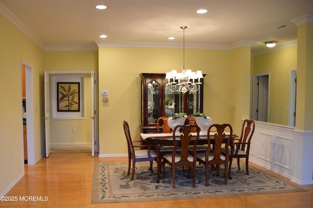 1507 Primrose Pl, Manasquan, NJ 08736 - dining room with light wood-style floors, recessed lighting, ornamental molding, and a chandelier