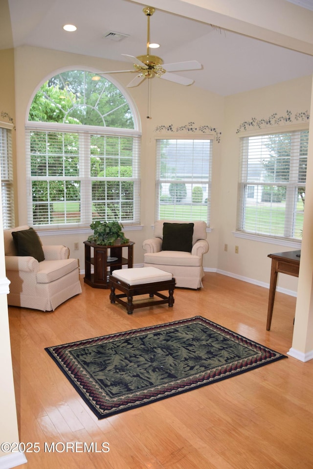 1507 Primrose Pl, Manasquan, NJ 08736 - living area with wood finished floors, ceiling fan, and recessed lighting