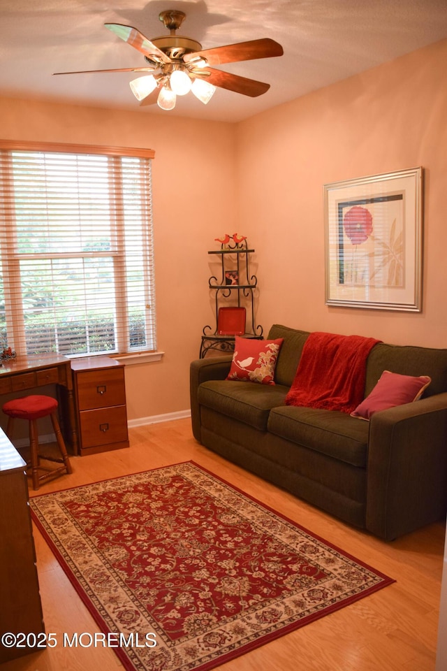 1507 Primrose Pl, Manasquan, NJ 08736 - living room featuring a ceiling fan and light wood-type flooring