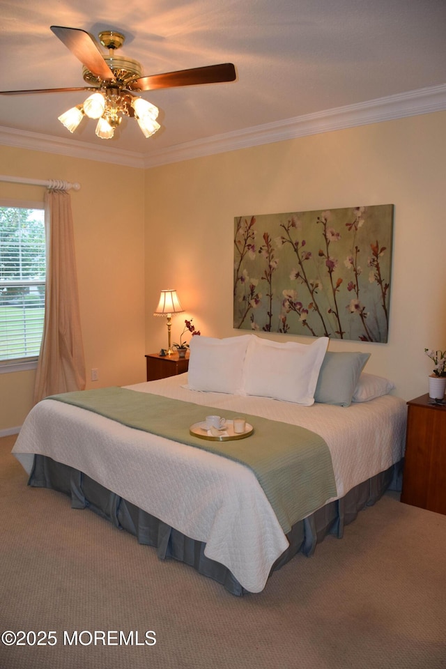 1507 Primrose Pl, Manasquan, NJ 08736 - bedroom with carpet flooring, crown molding, and a ceiling fan