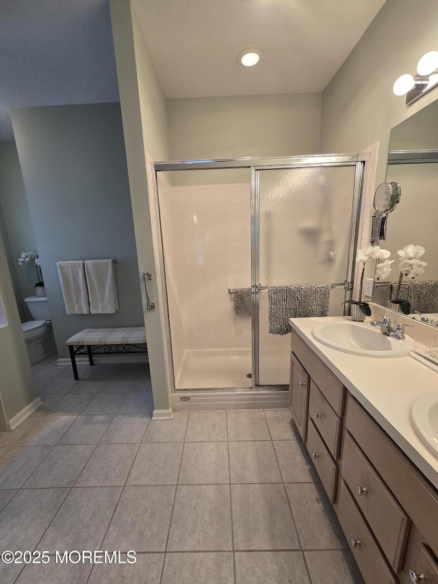 1507 Primrose Pl, Manasquan, NJ 08736 - full bathroom featuring double vanity, a shower stall, and tile patterned flooring