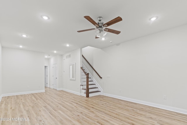 322 Lincoln Ave, Seaside Heights, NJ 08751 - interior space featuring baseboards, recessed lighting, light wood-style floors, ceiling fan, and stairway