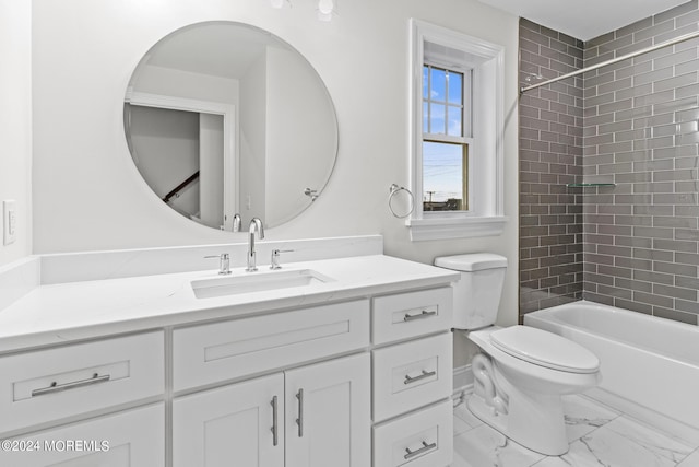 322 Lincoln Ave, Seaside Heights, NJ 08751 - full bathroom with bathing tub / shower combination, marble finish floor, vanity, and toilet