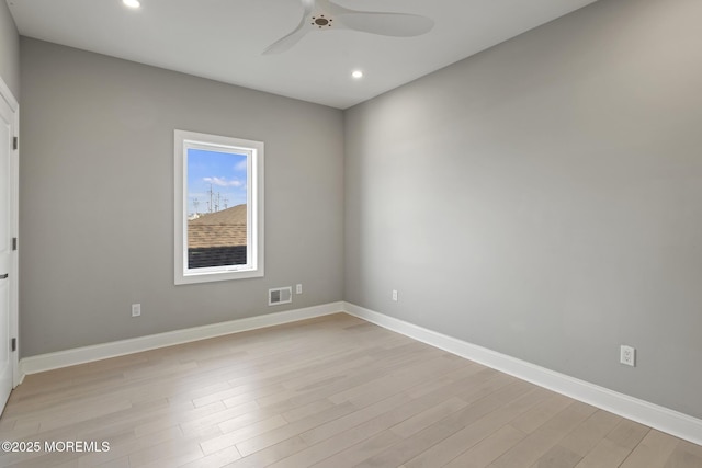 107 Bay Shore Dr, Toms River, NJ 08753 - unfurnished room featuring baseboards, recessed lighting, ceiling fan, and light wood-style flooring
