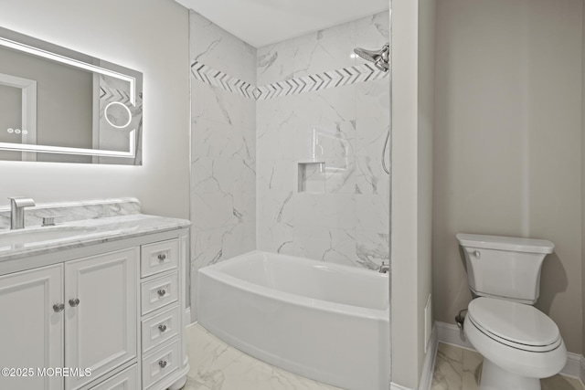 107 Bay Shore Dr, Toms River, NJ 08753 - bathroom with toilet, shower / bath combination, marble finish floor, and vanity