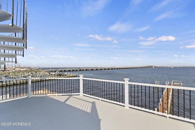 107 Bay Shore Dr, Toms River, NJ 08753 - view of patio / terrace featuring a water view, boat lift, and a dock