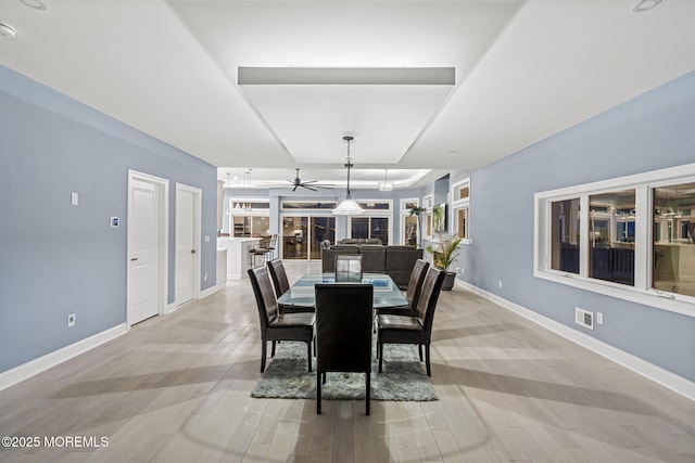 107 Bay Shore Dr, Toms River, NJ 08753 - dining space with baseboards, light wood finished floors, and ceiling fan