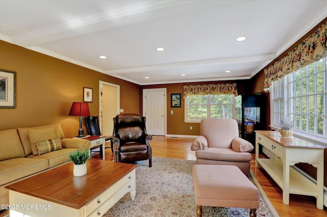 4 Briarcliff Ln, Holmdel, NJ 07733 - living area with wood finished floors, recessed lighting, ornamental molding, and baseboards