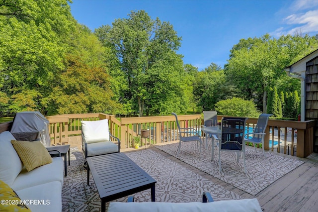 4 Briarcliff Ln, Holmdel, NJ 07733 - wooden terrace with outdoor dining space and outdoor lounge area