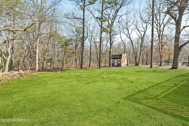 view of yard with an outbuilding