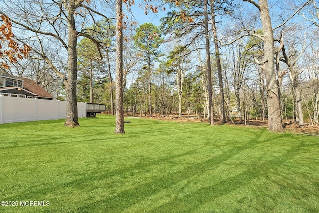 view of yard with fence