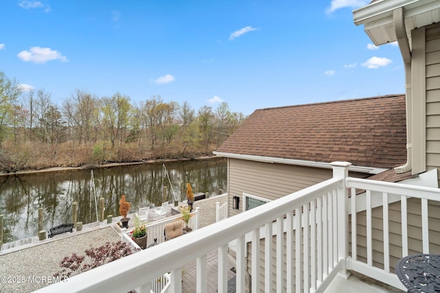 exterior space featuring a water view
