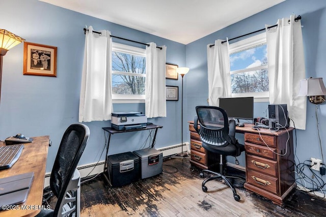 21 Dockage Rd, Bayville, NJ 08721 - home office with baseboard heating, wood finished floors, and healthy amount of natural light