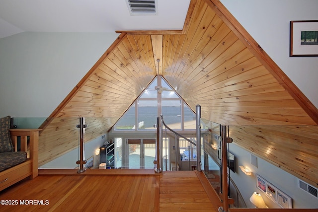75 Gravelly Point Rd, Highlands, NJ 07732 - additional living space with visible vents, wood finished floors, and lofted ceiling