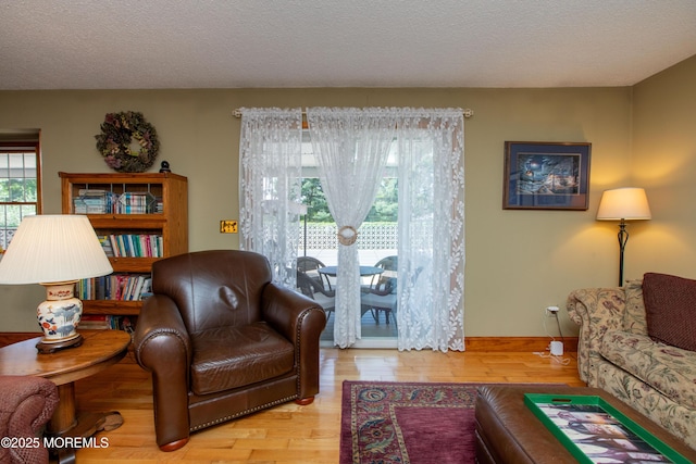 12 Millstream Rd, Cream Ridge, NJ 08514 - living area with baseboards, a textured ceiling, and wood finished floors