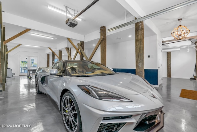 garage with a garage door opener