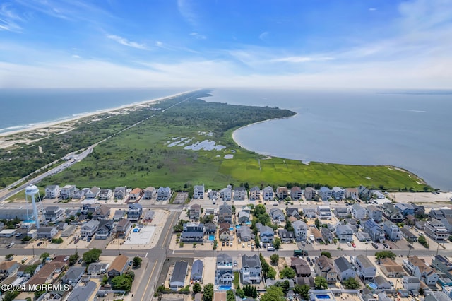 aerial view featuring a residential view and a water view