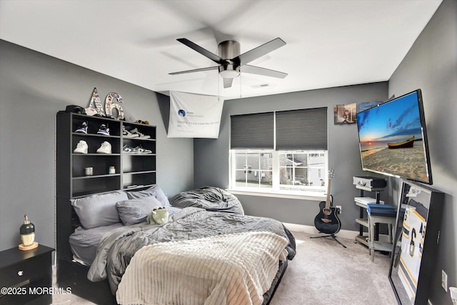 105 Pilot St, Marlboro, NJ 07746 - bedroom featuring visible vents, baseboards, carpet flooring, and ceiling fan