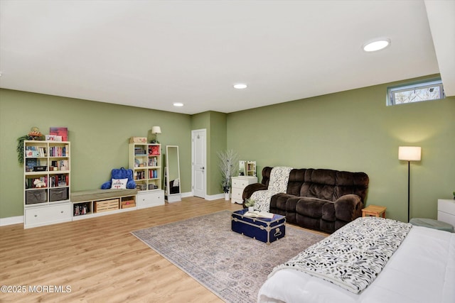 105 Pilot St, Marlboro, NJ 07746 - living area featuring baseboards, wood finished floors, and recessed lighting