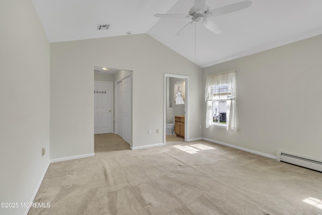 34 Meadows Ln, Manchester, NJ 08759 - unfurnished bedroom with visible vents, ensuite bathroom, light carpet, and lofted ceiling