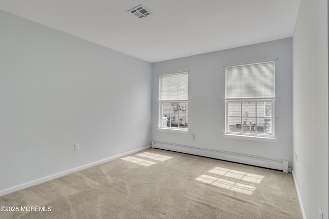 34 Meadows Ln, Manchester, NJ 08759 - empty room featuring a baseboard radiator, visible vents, carpet, and baseboards