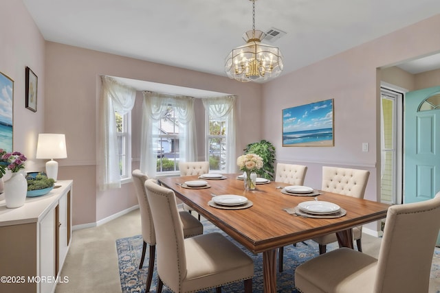 34 Meadows Ln, Manchester, NJ 08759 - dining room with visible vents, baseboards, a chandelier, and a healthy amount of sunlight