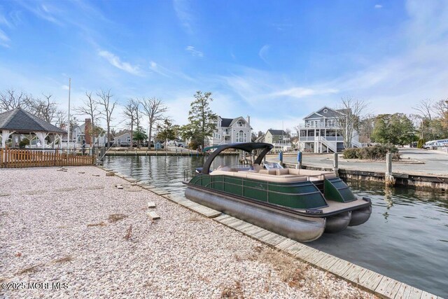 42 Circle Ct, Brick, NJ 08723 - view of dock featuring a gazebo and a water view