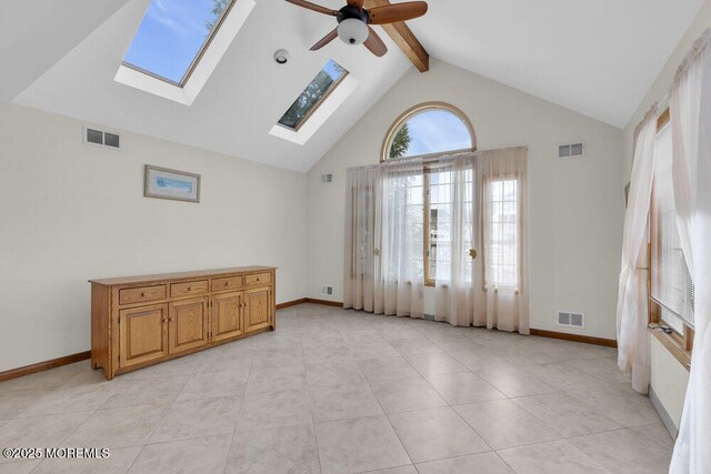42 Circle Ct, Brick, NJ 08723 - spare room featuring a ceiling fan, visible vents, and beam ceiling