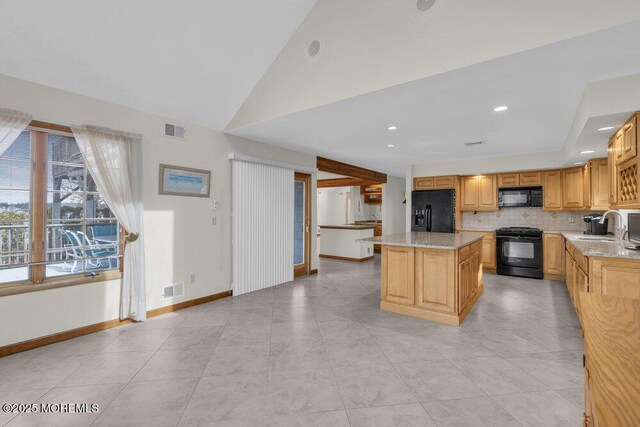 42 Circle Ct, Brick, NJ 08723 - kitchen featuring black appliances, baseboards, a sink, and visible vents