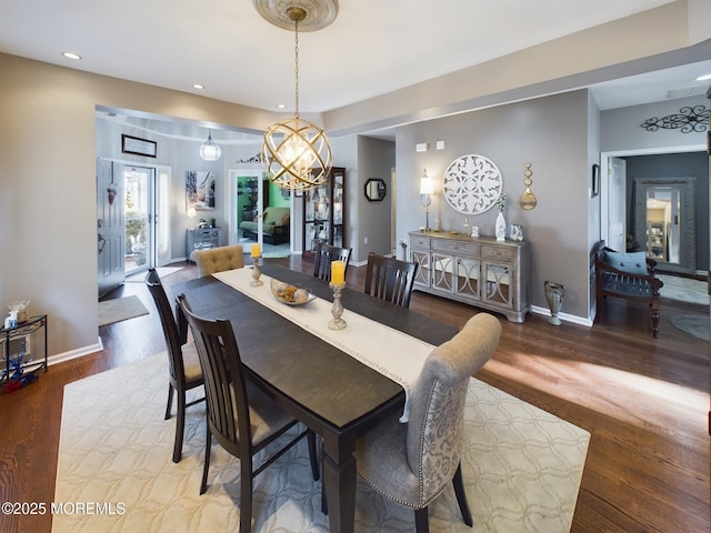 89 Pebble Beach Blvd, Jackson, NJ 08527 - dining area with wood finished floors, baseboards, a chandelier, and recessed lighting