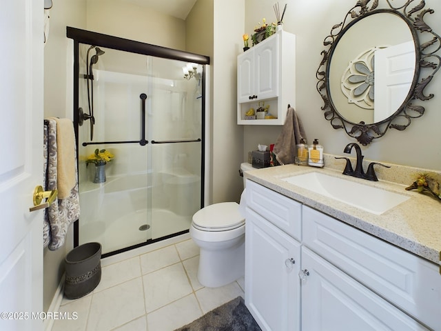 89 Pebble Beach Blvd, Jackson, NJ 08527 - bathroom with toilet, tile patterned floors, a shower stall, and vanity
