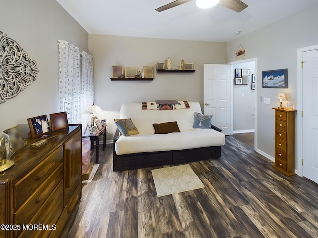 89 Pebble Beach Blvd, Jackson, NJ 08527 - living area with ceiling fan, dark wood-type flooring, and baseboards