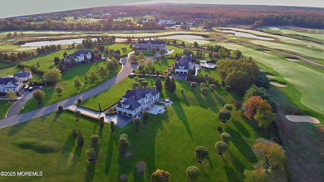 bird's eye view featuring a residential view and golf course view