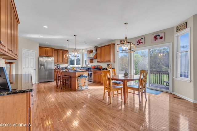 3 Scenic Way, Monroe, NJ 08831 - dining room featuring recessed lighting, a chandelier, visible vents, and light wood finished floors