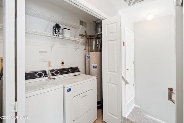 2304 Wendover Dr, Pompton Plains, NJ 07444 - washroom featuring washer and dryer, water heater, visible vents, and laundry area