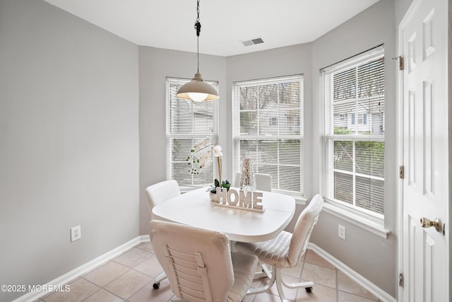 2304 Wendover Dr, Pompton Plains, NJ 07444 - dining space with visible vents, baseboards, and light tile patterned floors