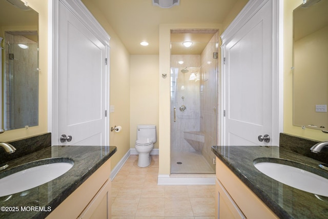 159 Sprague Ave, West Creek, NJ 08092 - full bathroom with tile patterned flooring, a sink, a stall shower, and toilet