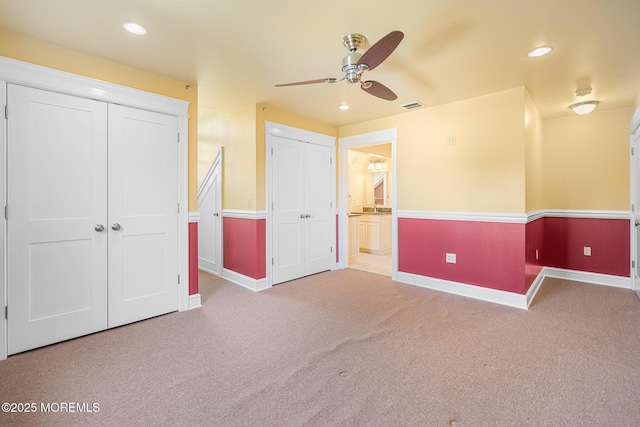 159 Sprague Ave, West Creek, NJ 08092 - unfurnished bedroom featuring carpet floors, baseboards, multiple closets, and visible vents