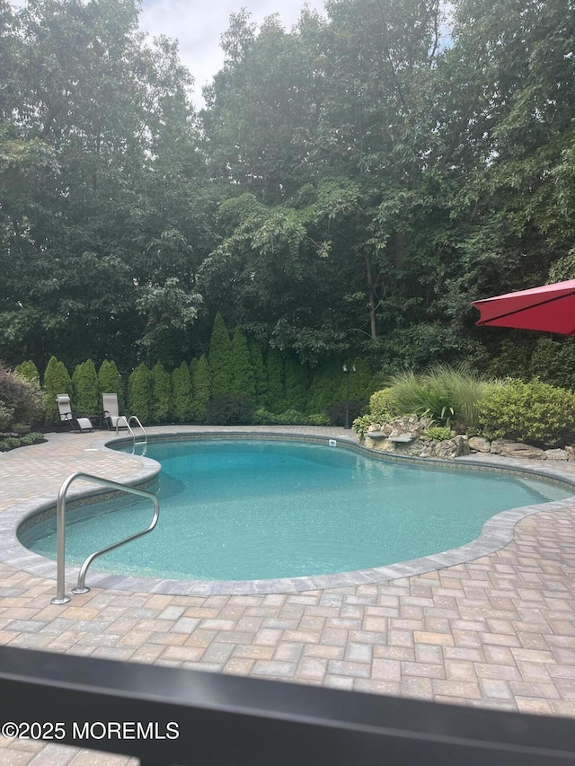 outdoor pool featuring a patio area