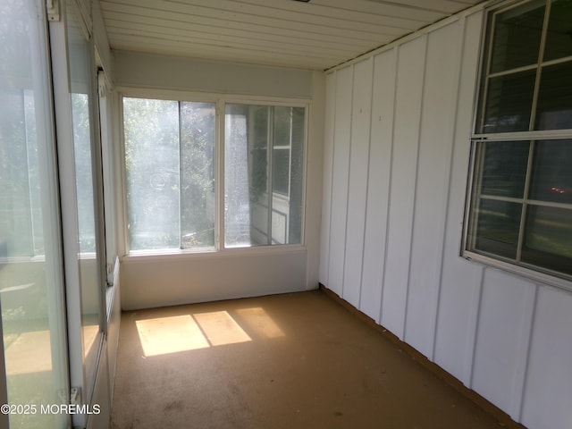 view of unfurnished sunroom