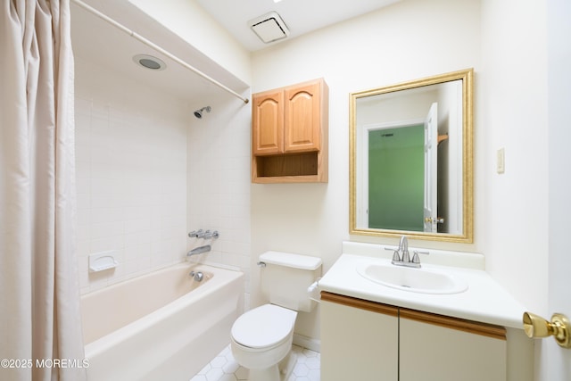 65 E River Rd Unit 14, Rumson, NJ 07760 - full bathroom with vanity, toilet, tile patterned floors, shower / tub combo, and visible vents