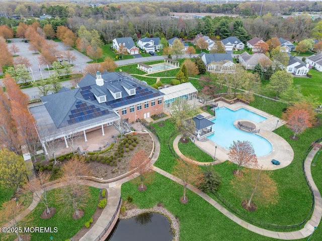bird's eye view with a residential view