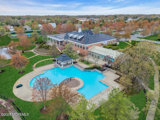 pool with a gazebo