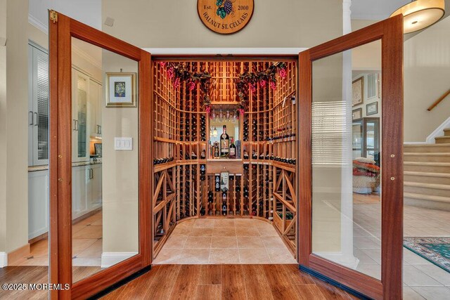 wine room with tile patterned flooring