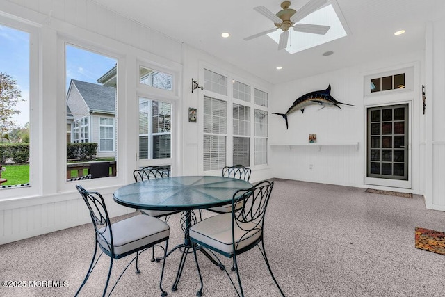 sunroom / solarium with a skylight
