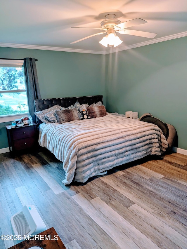59 Chilton Ln, Aberdeen, NJ 07747 - bedroom with ornamental molding, wood finished floors, and ceiling fan