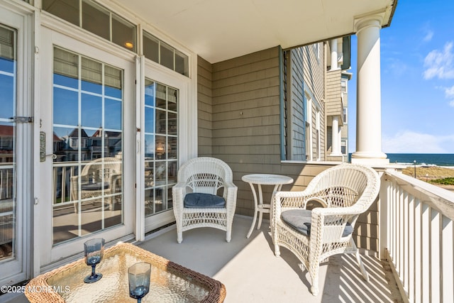 balcony with a water view